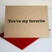 My Favorite on craft paper - letterpress greeting card - blank inside