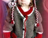 Toddler Unisex Sock Monkey Cardigan and Hat Set Crochet Pattern pdf 522 sizes 2T,3T, 4T