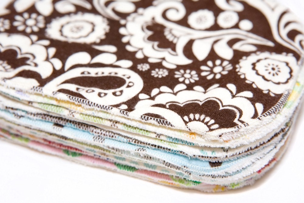 Sweet Bobbins starter set - Mod Mommy Prints - 12 wipes - flannel and OBV - SOFT - 6x8 size