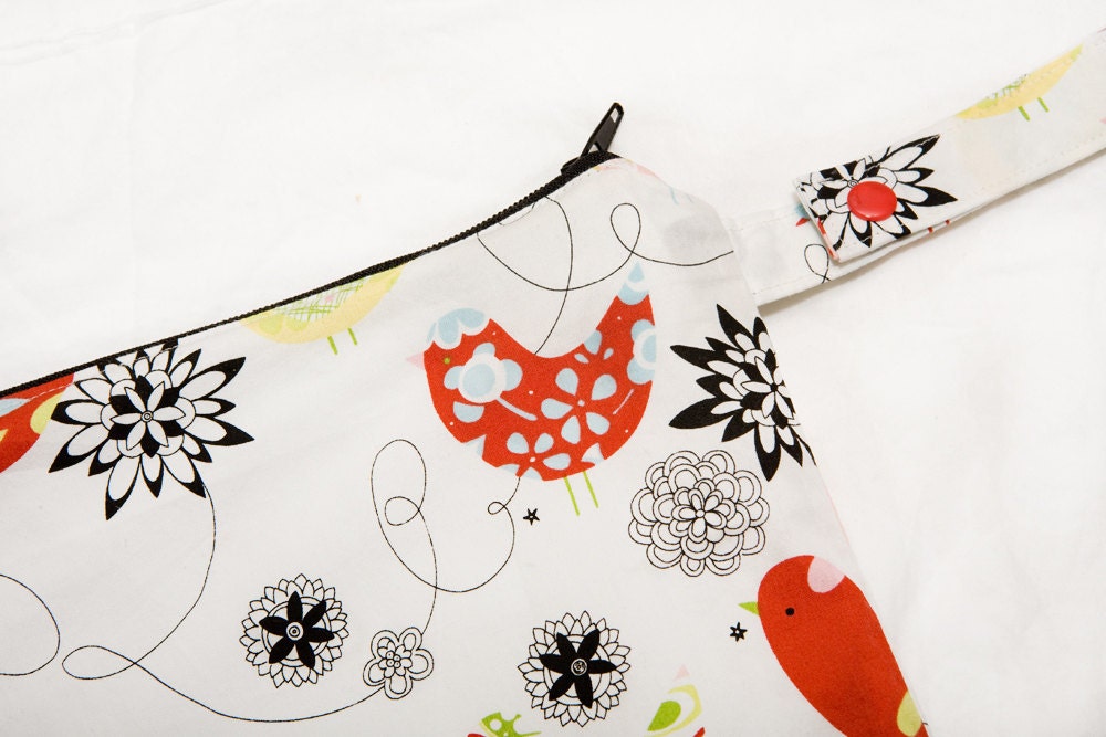 Starling Print - 12x12 Sweet Bobbins Wet Bag - SEAM SEALED - Snap Strap