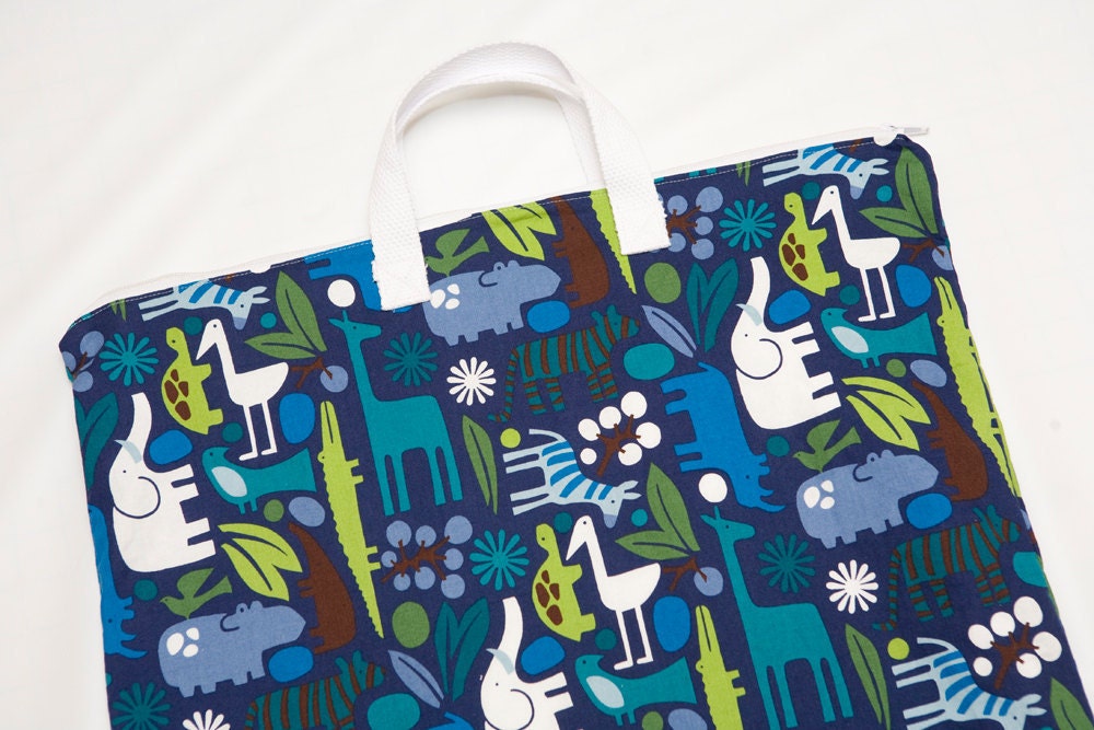 16x16 Sweet Bobbins Hanging Wet Bag - 2 D Zoo Navy - SEAM SEALED - Boutique Quality