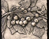 Cherries Ceramic Pottery Porcelain Fruit Sculpture Tile