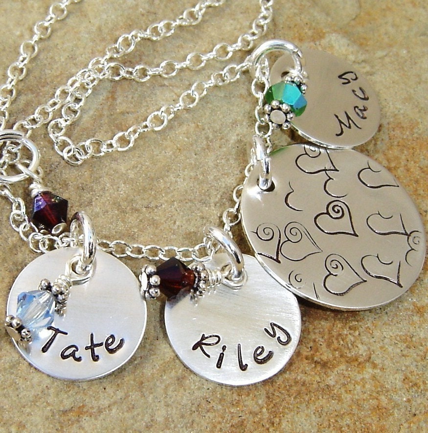 Mother's Necklace- with kids name and birthstone