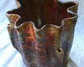 Handmade Raku Ceramic Vase VOLCANO  - Inspired by Nature. - ZenCeramics