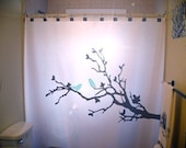 BlueBirds Shower Curtain Tree Blue Birds Bathroom kids branch bath decor Lovebirds Can Be Any Color