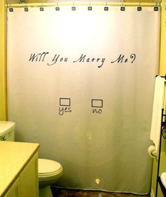 Marriage Proposal Shower Curtain Will You Marry Me Love propose romantic engagement love wedding romance valentine's day bathroom decor bath