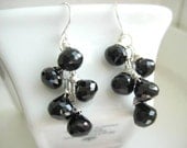 Black Spinel Gemstone Cascade Earrings
