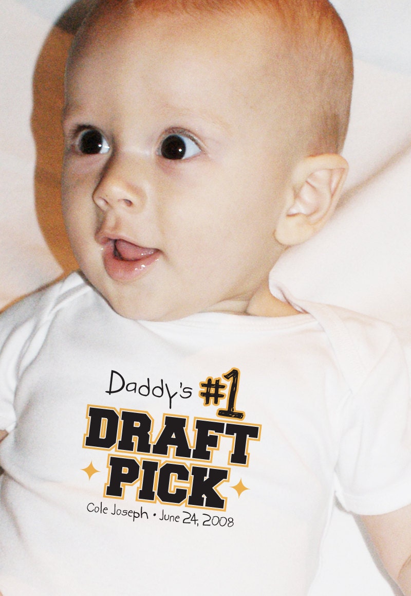 Daddy's No. 1 Draft Pick Football Bodysuit or T-shirt
