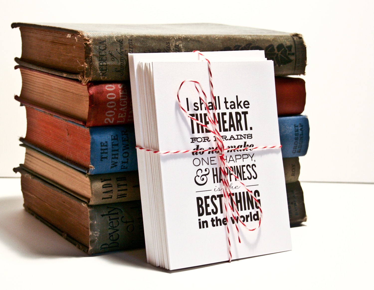 Typography Quotation Notecards / Set of 12 (Alice in Wonderland, Natural Forest & Mark Twain)
