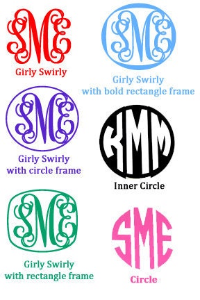 Vinyl Monogram Decal  - 3 inch