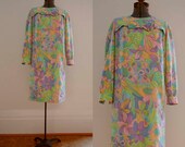 V I  N T A G E 1960's Psychedelic Flower Power dress