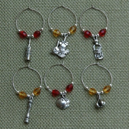 Cooking Wine Glass Charms