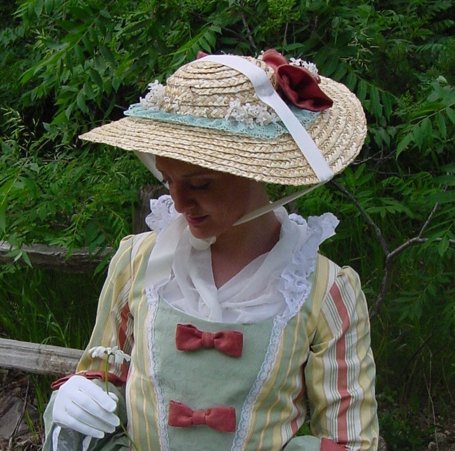18th Century Rococo Colonial Dinnerplate Straw hat CUSTOM