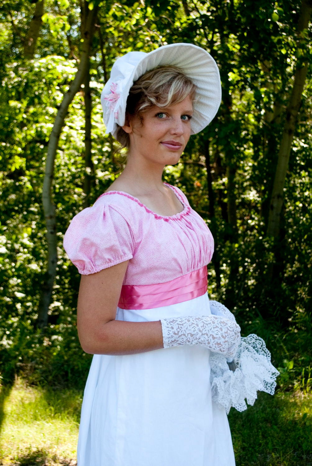 CUSTOM White Regency Jane Austen Day bonnet hat headpiece