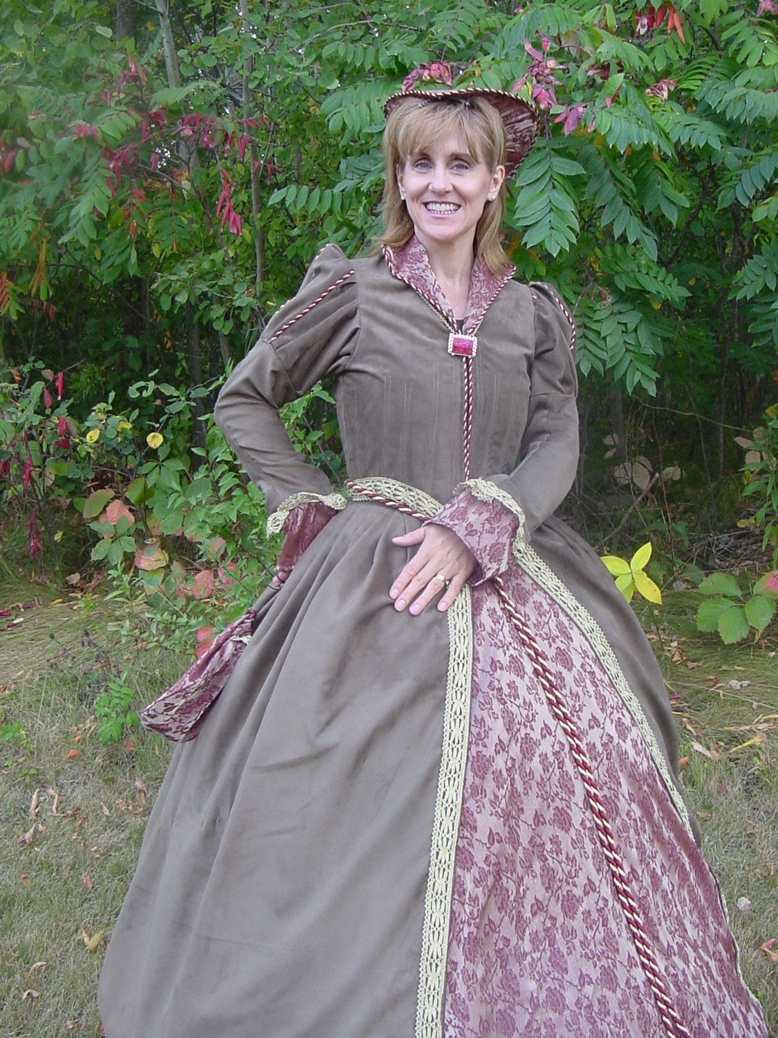 CUSTOM Tudor Court Renaissance High Collared Riding Dress Outfit Costume- 4 pieces include 2 skirts, jacket and hat