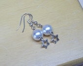 White vintage faux pearls star earring wedding reclaimed Star Delight