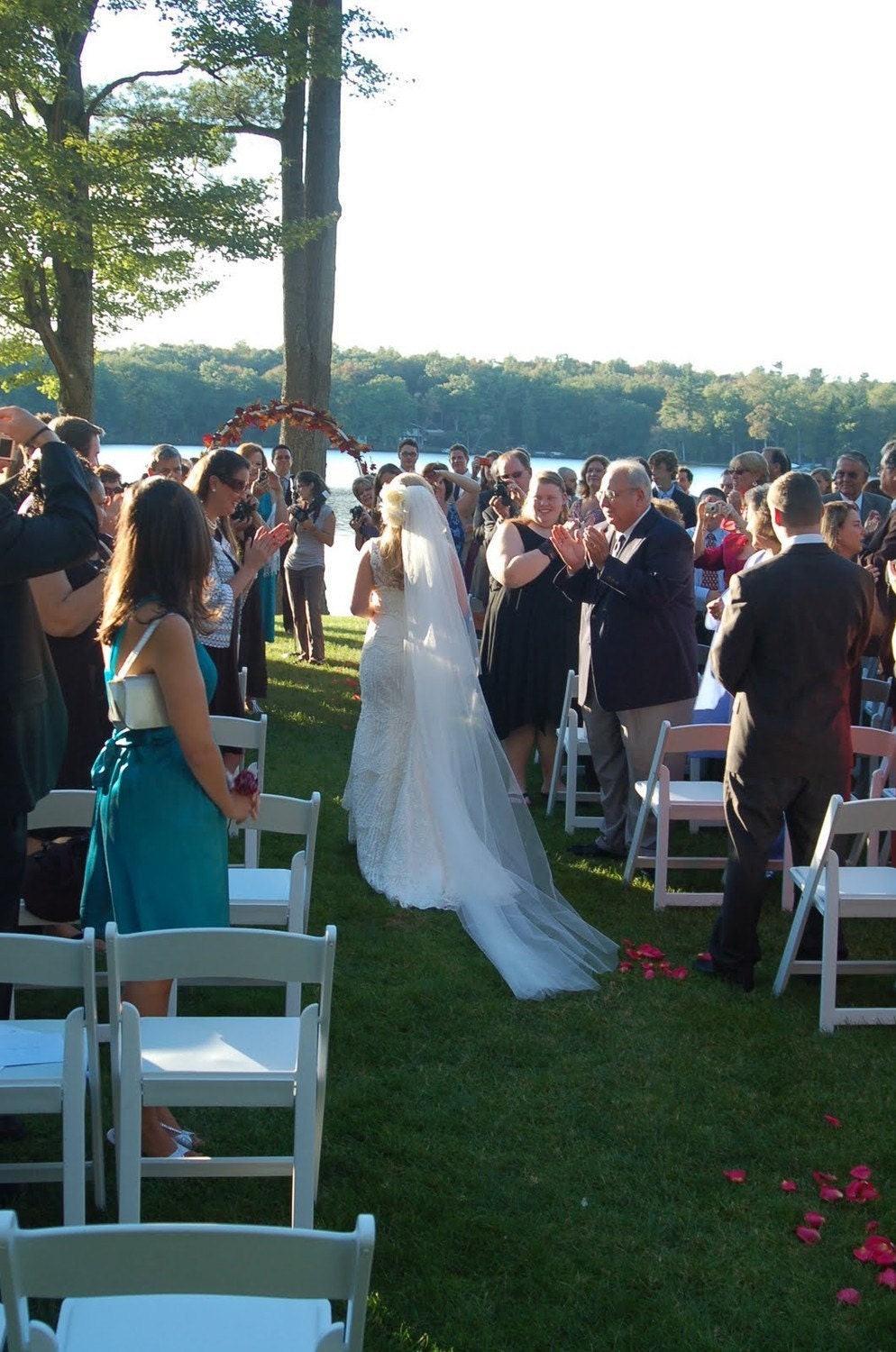 Single layer 108" cathedral elegant wedding veil white, ivory or diamond READY TO SHIP