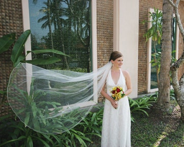 Floor Single layer Long Length Wedding Bride Veil 72 inches white, ivory or diamond