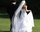 Two tier ankle length long wedding veil white, diamond or ivory