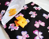 Purple and Pink Butterflies Sandwich and Snack Bag Set, Reusable