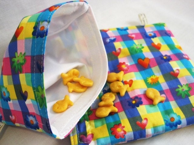Floral Plaid Sandwich and Snack Bag Set, Reusable