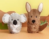 Little Koala and Kangaroo - Wool Felt Finger Puppets