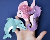 Mermaid Pet Set- Three Felt Finger Puppets