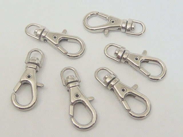 50 Mini Silver Metal Swivel Lobster Clasps Clips H49