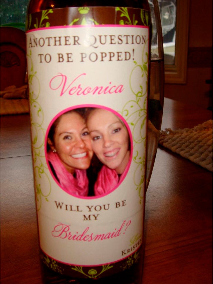Bridal Party Gifts - Custom Bridesmaid Wine Labels for each member of your Bridal Party