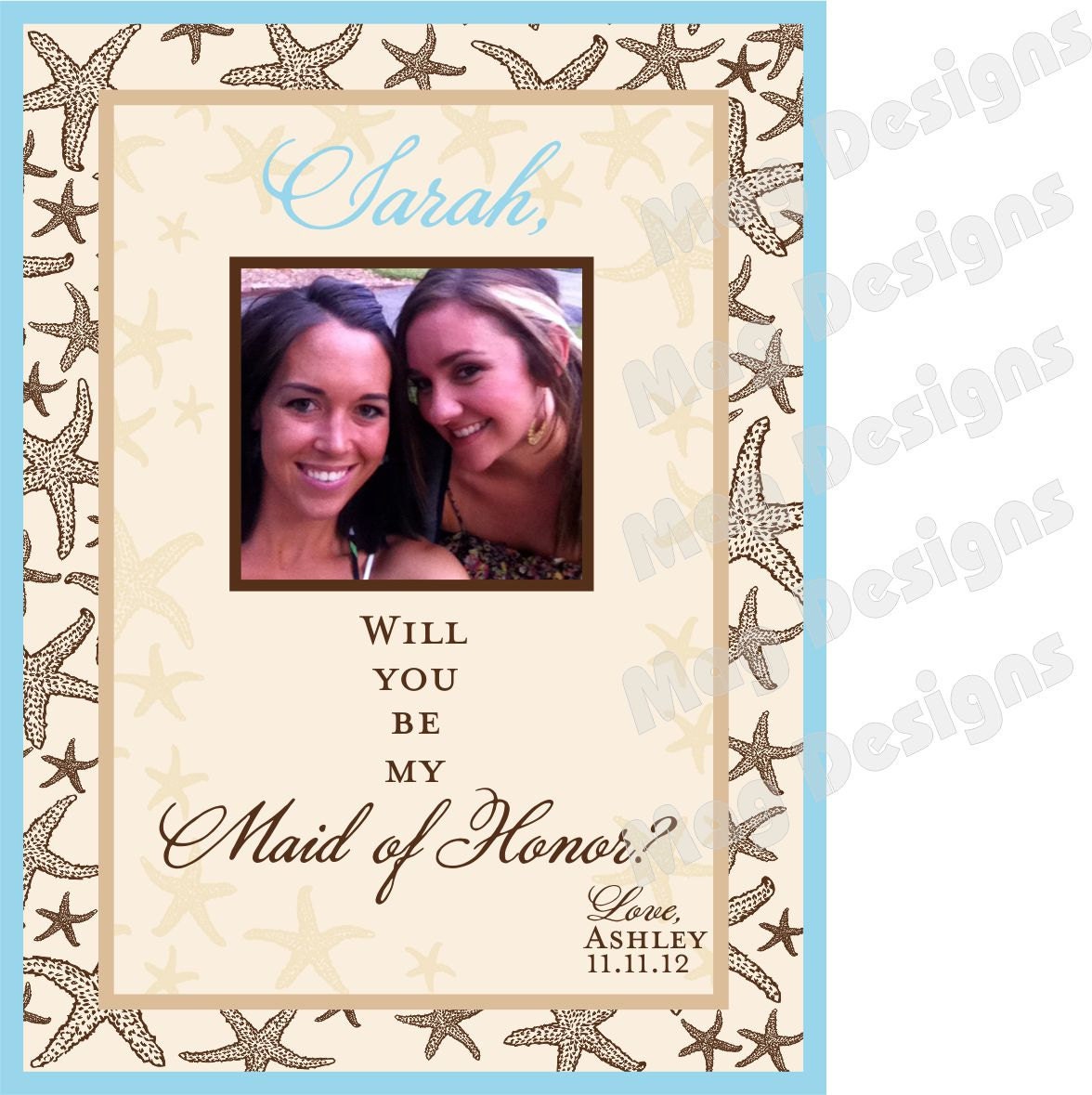 Private Listing for idoamberbenjamin1 Bridal Party Gifts - Custom Starfish Photo Wine Labels for each member of your Grooms or Bridal Party