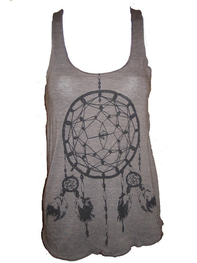 Dreamcatcher Native American Art  Print Tank T-shirt Ladies American Apparel S (Coffee Brown)