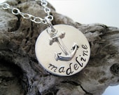 Personalized Necklace - Hand Stamped Sterling Silver Custom Jewelry - You Are My Anchor Nautical Necklace