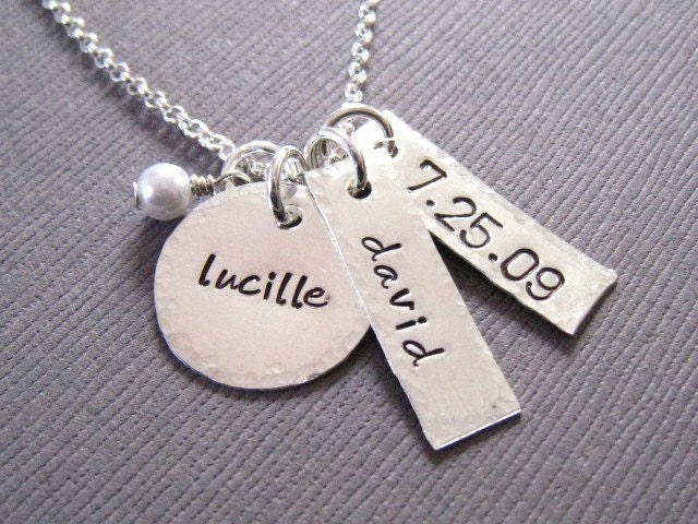 Personalized Necklace - Hand Stamped Sterling Silver Custom Jewelry - Anniversary Necklace