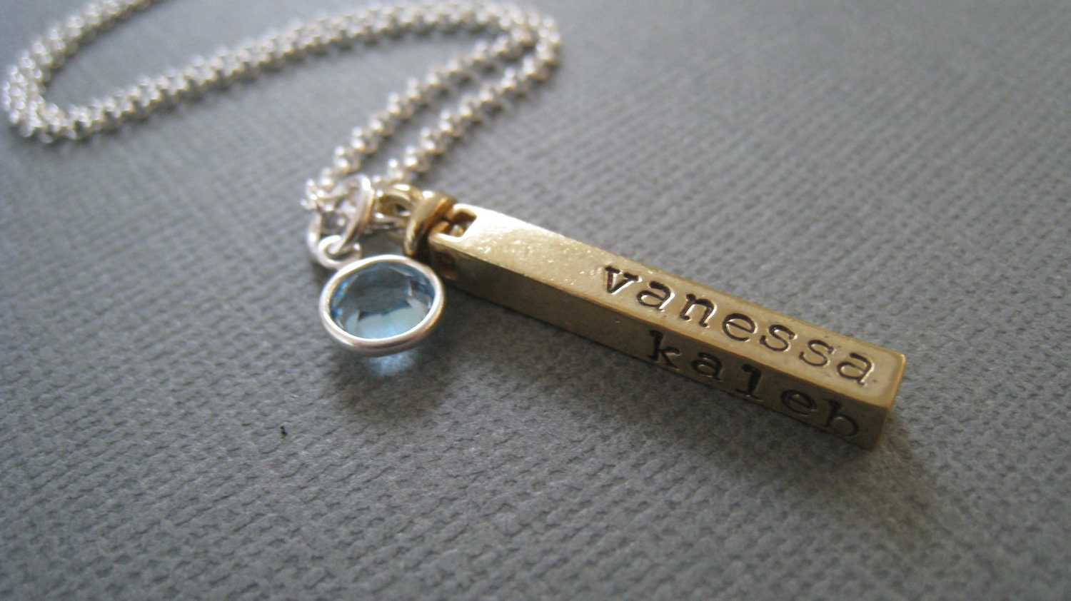 Personalized Necklace - Hand Stamped Sterling Silver Custom Jewelry - Two Toned Swivel Bar