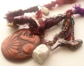 Journey - Unique mixed media silk pendant necklace