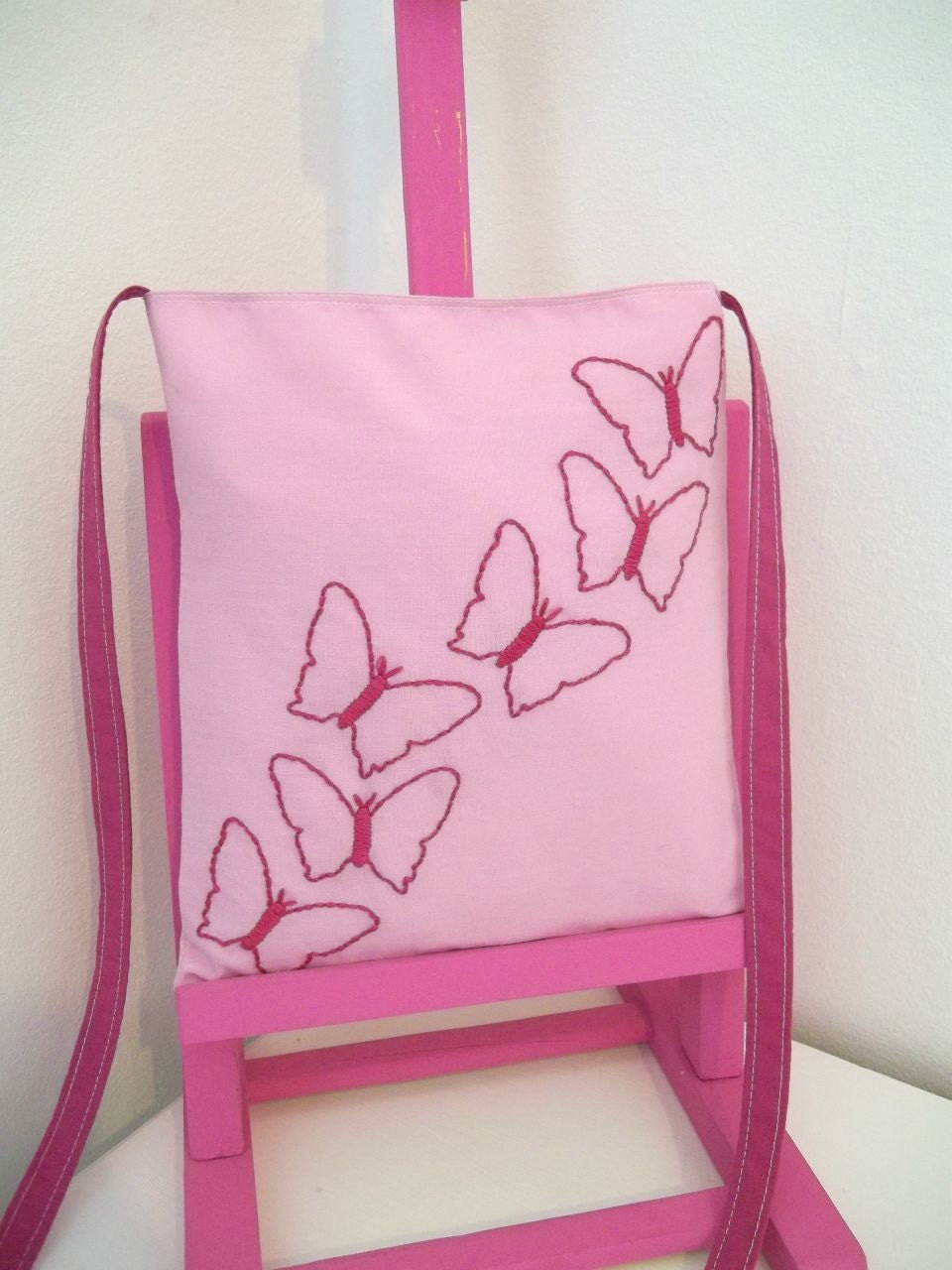 Pink Embroidered Butterfly Hip Bag Small