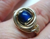 Mood Ring - Mood Bead Ring 14K Gold Filled Ring - Wire Wrapped Ring