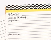 20 Recipe Cards Black and White Chevron Zigzag with your choice of color Trim 4x6 (3x5 by request)