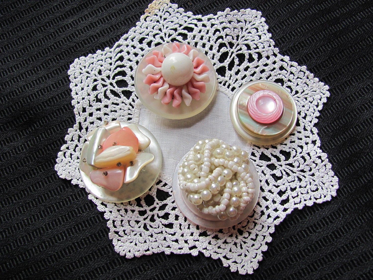 Antique Vintage Buttons Earrings Refrigerator Magnet Set of 4