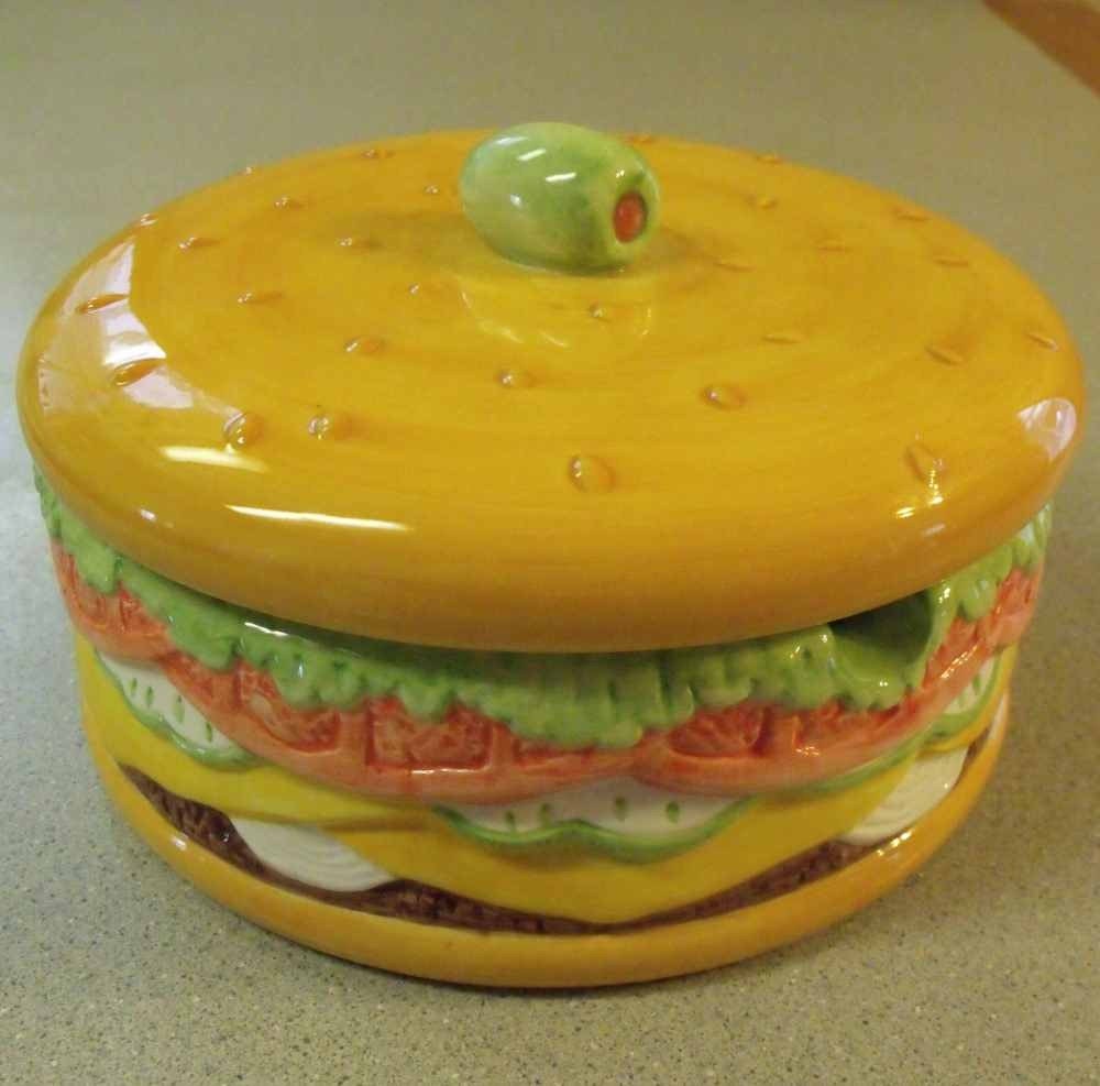 Giant Ceramic Hamburger Condiment Server