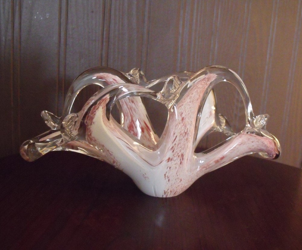 Vintage Pink Murano Art Glass Center Piece or Napkin Holder