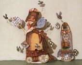 Marie Antoinette Collage Sheet Digital Download - Vintage Printable French Beekeeper, Honey Bees Art For Paper Crafts, Ornaments MA3M