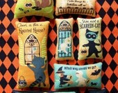 Set of 10 Grungy Primitive Halloween Bowl Filler Ornies Tucks