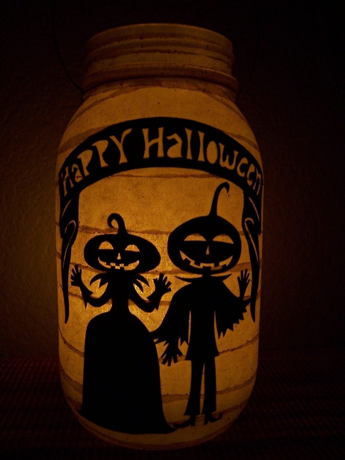 Primitive Halloween Pumpkin Couple Lantern