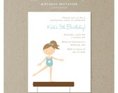 gymnastics party - girl : birthday invitation set