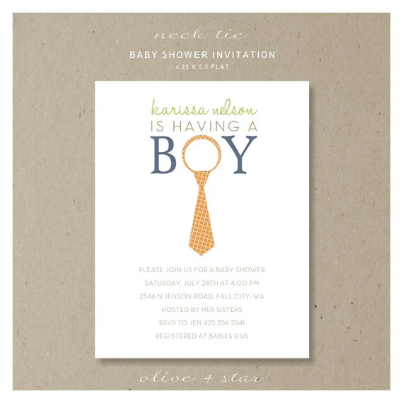 neck tie : baby shower invitation set