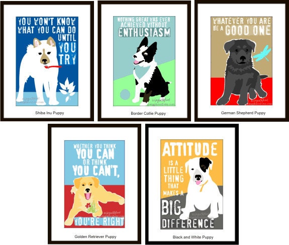 Children Wall Art Classroom Art Motivational for Kids 5 x 7 Matted to fit an 8 x 10 size Frame 5 Piece Set for the Price of 4