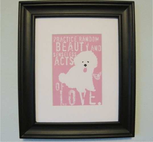 Bichon Frise Dog Art Print Wall Decor Perfect Dog Print for a Nursery or Girls Bedroom