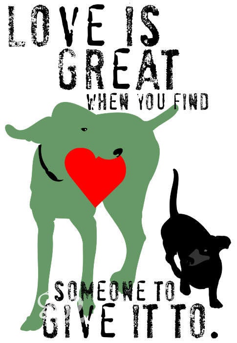 Weimaraner and Dachshund Love Dog Art Print Wall Decor Inspirational Series