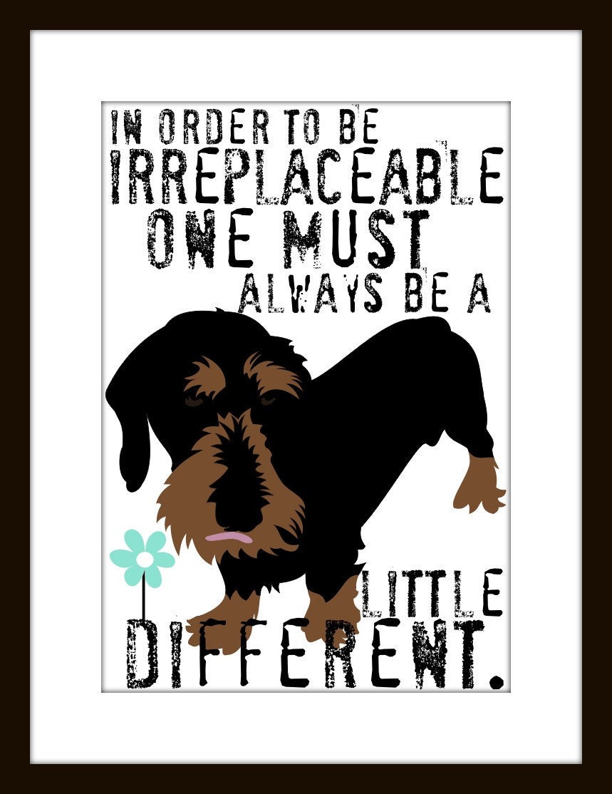 Wire Hair Dachshund Dog Art Print Wall Decor 5x7 8x10 Mat included